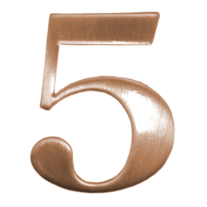 Цифра дверная "5" металлическая на клеевой основе AC "Сазар"