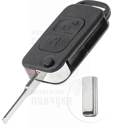 Корпус выкидного ключа HU116 2 кнопки красное стекло КНР MERCEDES