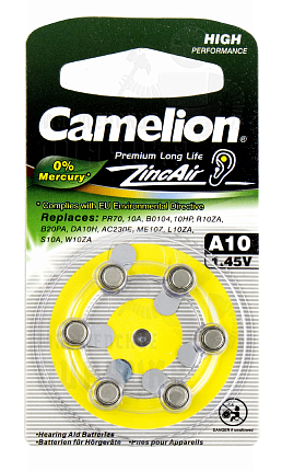 Батарейка Camelion ZA-10 BL-6 для слуховых аппаратов (6/60/300/3000)