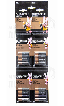 Батарейка DURACELL LR6  4*4 BL16 отрывной  (16/208/18304)