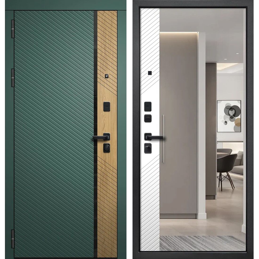 Входная дверь Дилайн Авокадо Зеркало FlyDoors