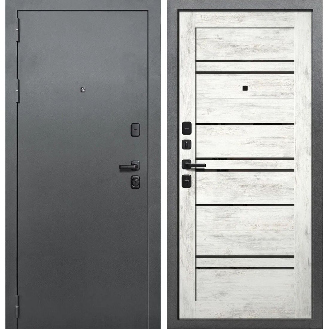 Входная дверь Дуэт BARN Царга черная фурнитура FlyDoors