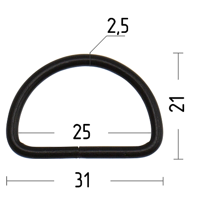 Полукольцо 25мм (толщ. 2,6мм) цв. оксид.