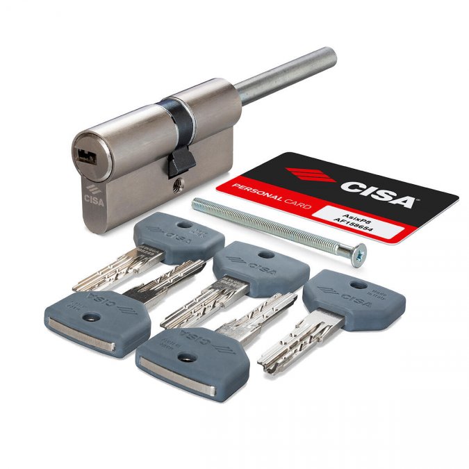 Цилиндровый механизм Cisa (Чиза) под вертушку (дл. шток) ASIX PRO P8 0Q317-12.12 (70 мм/35+10+25), НИКЕЛЬ