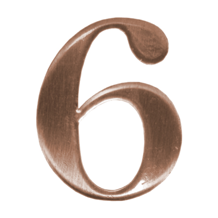 Цифра дверная "6" металлическая на клеевой основе AC "Сазар"