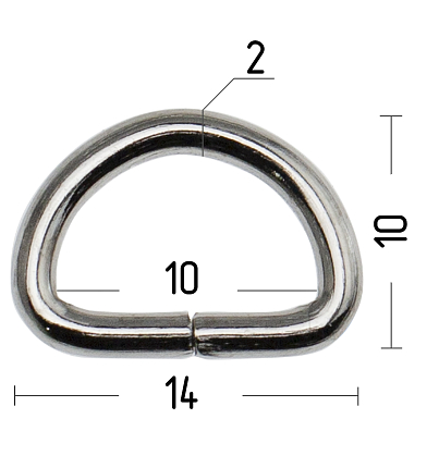 Полукольцо 10мм (толщ. 1,8мм) цв. никель.