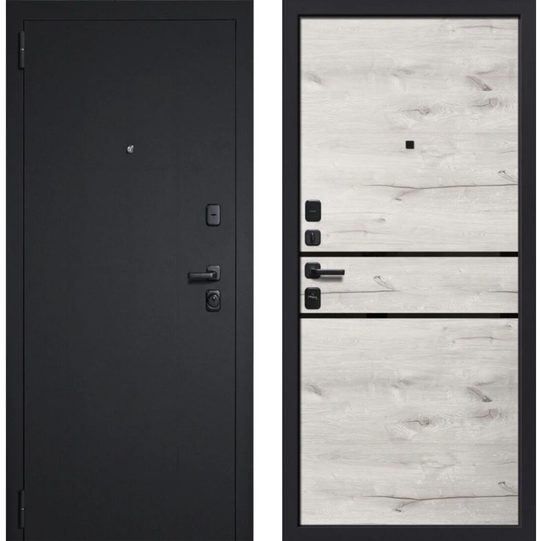 Входная дверь Дуэт 2 Черный муар FlyDoors