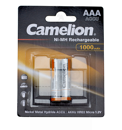 Аккумулятор Camelion R03 AAA BL2 NI-MH 1000mAh (2/24/480/17280)