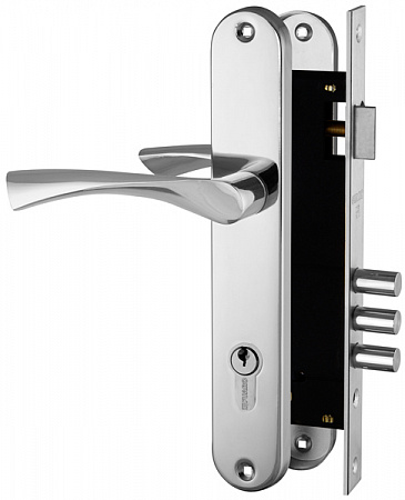 Замок цилиндровый Fuaro (Фуаро) с в комплекте с ручкой LOCKSET.9011 (SET F9011) CP хром