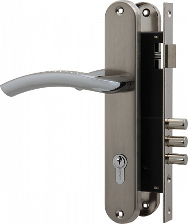 Замок цилиндровый Fuaro (Фуаро) с в комплекте с ручкой LOCKSET.9013 (SET F9011) SN/CP мат.никель