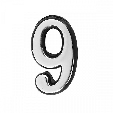 Цифра дверная АЛЛЮР БОЛЬШАЯ пластик "9" хром (1000,50)